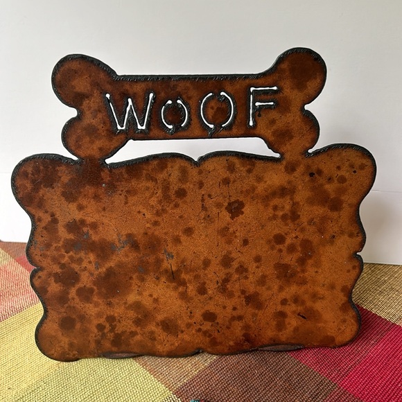 LAST CHANCE Like NEW! Etched Metal board w/bone and fretwork “WOOF”/ dog magnets - Picture 4 of 7